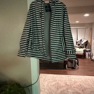 Blue and white rain coat. Worn once.